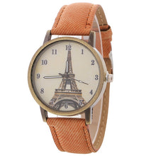 Load image into Gallery viewer, luxury designer Eiffel tower-patterned women's watch bronze vintage denim band  watches women fashion watch 2018