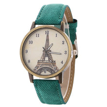Load image into Gallery viewer, luxury designer Eiffel tower-patterned women's watch bronze vintage denim band  watches women fashion watch 2018