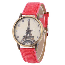 Load image into Gallery viewer, luxury designer Eiffel tower-patterned women's watch bronze vintage denim band  watches women fashion watch 2018